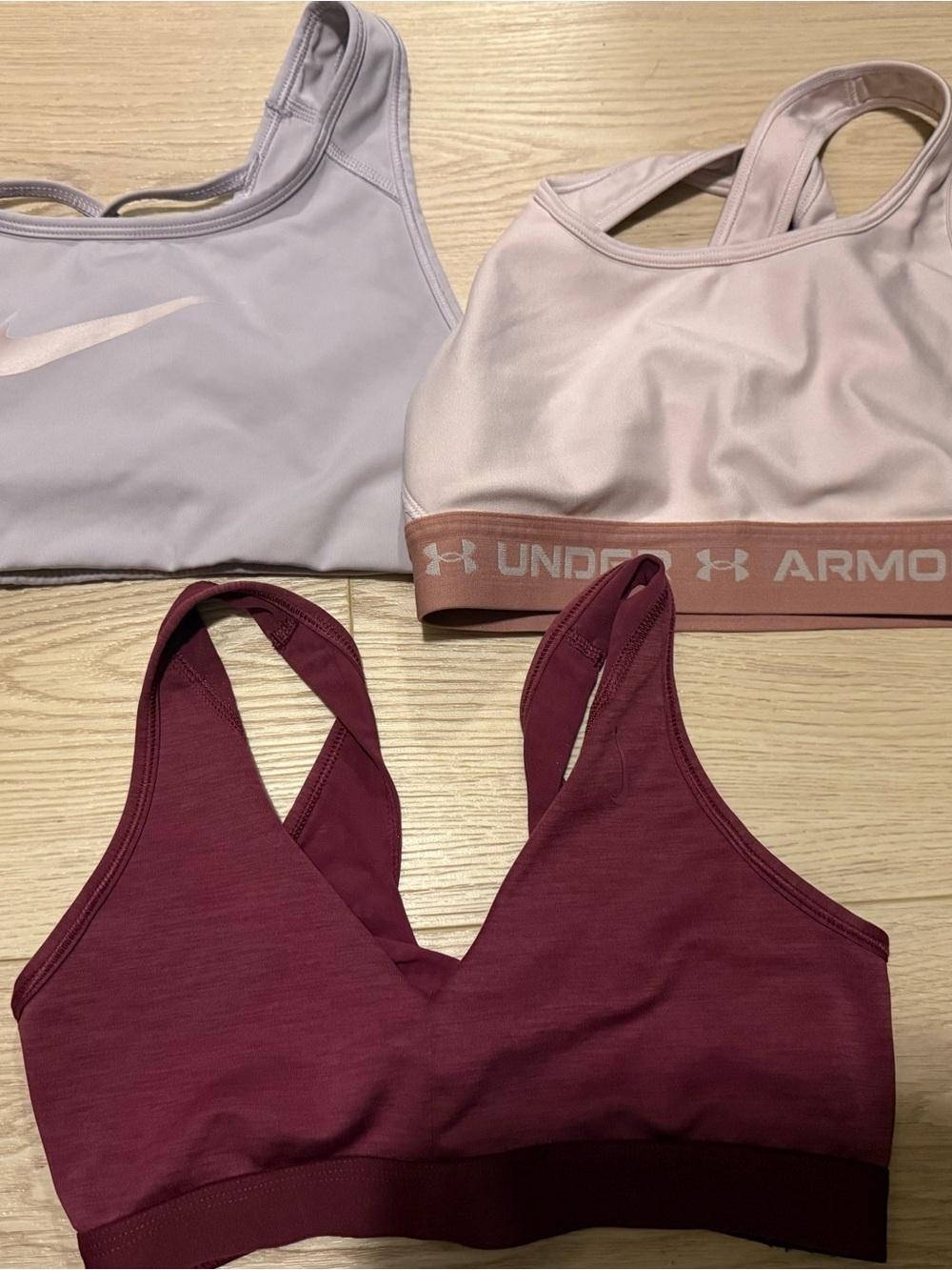 Under Armour Pale Pink & Mauve Sports Bra Set with Rose Band